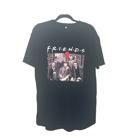 Black FRIENDS Graphic Halloween Villain T-Shirt - Picture 1 of 5